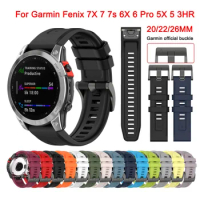 QuickFit 26 22 20mm Silicone Strap for Garmin fenix 7X 7 7S 6X 6 Pro 6S 5 5X Plus Smart watch Band Bracelet for fenix 7 6 Correa