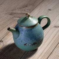 茶壺陶瓷側把壺大號家用仿古手抓壺單壺復古風茶具個性創意泡茶器
