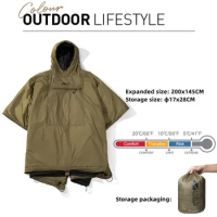 Camping Cloak Wearable Cape Outdoor Camping Cotton Sleeping Bag Adult Warm Portable Quilt Nature Hike Camping Equipment