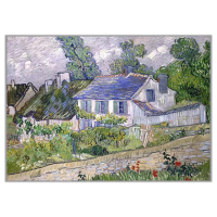 《奧維的房子》梵谷．後印象派 世界名畫 經典名畫 風景油畫-無框60x80CM