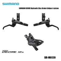 SHIMANO DEORE Hydraulic Disc Brake Caliper 4-piston BR-M6120 SHIMANO DEORE Hydraulic Disc Brake Lever I-SPEC EV