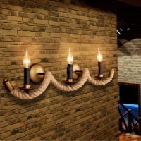 Creative retro bar lights bed corridor wall three candle lights loft restaurant