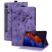 For Samsung Galaxy Tab S8 Ultra 5G 14.6 inch Case SM-X900 SM-X906 Cover Cat Flower Wallet For Galaxy Tab S8 Ultra Tablet Case
