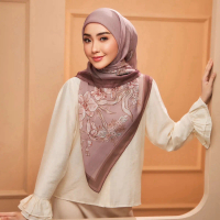 BYFATINSUHANA - RIBBONS OF LOVE SQUARE SCARF BIDANG 46 Cotton Floral Hijab