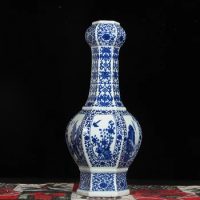 Jingdezhen Porcelain New Classical Modern Chinese Style European Flat Vase Ceramic Blue And White Porcelain Vase antique vase