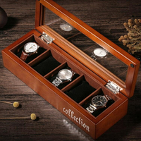 手錶收藏盒 木質手錶盒玻璃天窗手錶盒手串錬首飾品木制手錶收納盒展示盒錶盒