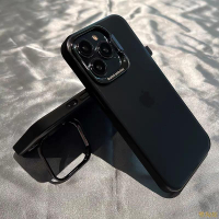 手機保護殼 黑色高級感磨砂手機殼全包鏡頭支架全包防摔適用iPhone14 11 12 13 Pro Max 14Pro保護套