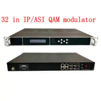 32 in IP/ASI QAM modulator Multicast (RTP/UDP) to RF (DVB-C) cable TV front-end system equipment