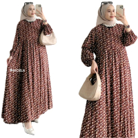 Dress Cantik Wanita Avesa Dress Moela Midi Katun Rayon Nyaman