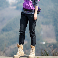 【TECTOP 探拓戶外】80936女款綁帶彈性登山褲 黑色(高彈力、輕薄好穿、透氣快乾、適合氣溫23-33°C)