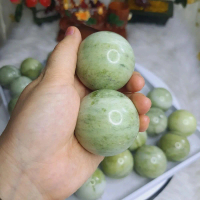 (1 Cặp) bi đá tự nhiên dùng lăn tay, massage, làm vật lý trị liệu màu xanh nhạt