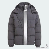 Adidas 男裝 羽絨外套 保暖 內部拉鍊口袋 黑灰 HZ0688