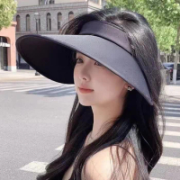 New summer women's hat Ice silk large brim sun block hat UV protection all tide visor hat empty sun hat