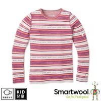 【SmartWool 美國 孩童NTS 250印花長袖衫《粉橘/酒紅》】SW016122/長袖衛生衣/內層衣