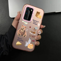 เคส Huawei P40 PRO ดีไซน์หมี กึ่งโปร่งใส บางเฉียบ ฝ้า เคสโทรศัพท์ เคส