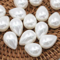 2pcs Natural Pearl Shell Teardrop Half Drilled Hole Shell fit DIY Earring Dangle Beads 15x21mm Semi-finished Drop Jewels Finding