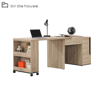 柏蒂家居-丹利4尺多功能四抽伸縮書桌/L型工作桌組合(書桌+側拉櫃)-120×60×76cm