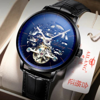 AILANG New Men Top Watch Luxury Automatic Mechanical Tourbillon Watch Genuine Leather High Quality Waterproof Clock Reloj Hombre