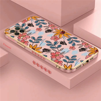 Summer Flowers Luxury Plating Phone Case For Huawei Nova 7i 5i 8i 7 SE 9 3 4 Y70 10 Pro 5T Silicone Soft Back Cover Funda