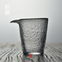 日式初雪玻璃公道杯加厚耐熱大號錘紋手抓壺公道杯茶杯茶具套裝1入