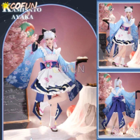 COFUN Game Genshin Impact Maid Kamisato Ayaka Cosplay Costume Halloween outfits Women Anime Clothing