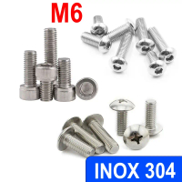 Set 10 con Ốc - Bulong Inox 304 M6 các độ dài 5mm 6mm 10mm 16mm 20mm Các loại đầu dù, đầu trụ bắt ch