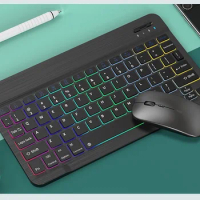 Wireless Keyboard Bluetooth Keyboard Bluetooth Mini Ultra-thin Portable Keyboard RGB Backlit Rechargeable for Ipad Phone Tablet