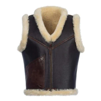 Denny&amp;Dora Men's Shearling Vest C3 Flight Jacket Thick Warm Winter Sheepskin Vest