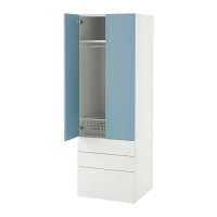 SMÅSTAD/PLATSA 衣櫃/衣櫥, 白色 藍色/附3個抽屜, 60x57x181 公分