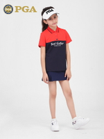 美國PGA兒童高爾夫服裝2021新品女童短袖上衣T夏季青少年衣服童裝