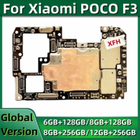 Motherboard for Xiaomi POCO F3, 5G, Redmi K40 Mainboard, Original Unlocked Logic Board, 128GB, 256GB, Global MIUI System