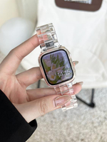 夏天透明小冰塊樹脂適用iwatch7蘋果錶帶applewatch654代SE男女款