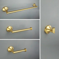 Gold brushed bathroom accessories set Hardware accessories Wall mounted towel bar holder Toilet paper holder Robe hook 4 piece s