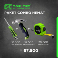[PROMO COMBO HEMAT MURAH] Obeng Bolak Balik Waterpass 9\ Meteran 5 meter Palu Kambing 8oz Kuas Roll 