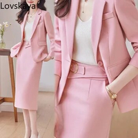 High End Fabric Quality Office Uniform Jacket and Skirts 2-Piece Set Winter Formal Outfits for Women Blazer and Skirts Suit