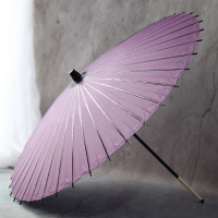 桐油紙傘 中國風復古風紫色黑桿加長攝影拍照寫真直桿長柄傘