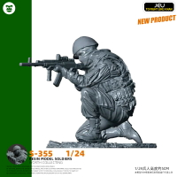 JEU 現貨1/24樹脂兵人白模 現代反恐蹲姿系列軍事模型擺件