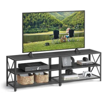 VASAGLE TV Stand, TV Console for TVs Up to 70 Inches, TV Table, 63 Inches Width, TV Cabinet with Storage Shelves