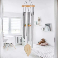 6Tubes Wind Chimes Bell Good Luck Decorations For Garden Household Eave Hanging Ornaments Aluminum Tube With Base Pine Gift