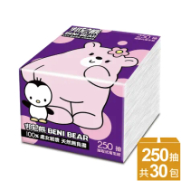 【期間限定組合1+1】BeniBear邦尼熊抽取式衛生紙250抽30入/箱(米麗版)-兩箱組