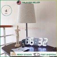 LED Jam Dinding / Meja Modern Digital 3D LED Wall Clock Alarm Clock