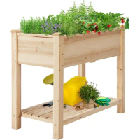 34x18x30in Horticulture Raised Garden Bed Planter Box with Legs &amp; Storage Shelf Wooden Elevated Vegetable Growing Bed for