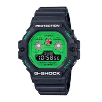 G-SHOCK 復古搖滾電子錶 樹脂錶帶 油綠 防水200米(DW-5900RS-1)