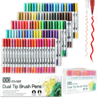 Haile 12-120Colors Dual Tip Watercolor Brush Pen Art Markers Pens Manga Sketching Drawing Calligraphy Pen Children DIY Supplies