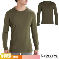 【Icebreaker】男 Oasis 100％ 美麗諾羊毛 素色圓領長袖上衣/IB104365-069 橄欖綠