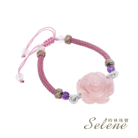 【Selene】玫瑰花造型粉晶手鍊