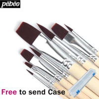 Pebeo 8pcs Nylon Hair Solid Watercolor Painting Brush Pen Refill Drawing Gouache Paint Art Sketch Student Stationery Supplies