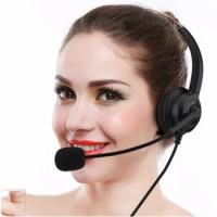 Call Center Telephone /IP Phone Headset with Adjustable Boom Mic 4-pin RJ9 Modular Connector