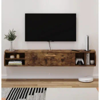 Wall Mounted TV Cabinet, Wooden Entertainment Media Console Center Large Storage TV Bench for Living Room &amp; Office
