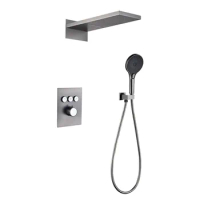 Bathroom Shower Full Set Rain Waterfall Shower System Set,Mixer Tap Concealed Wall Mounted Button Tap Faucets Shower Head